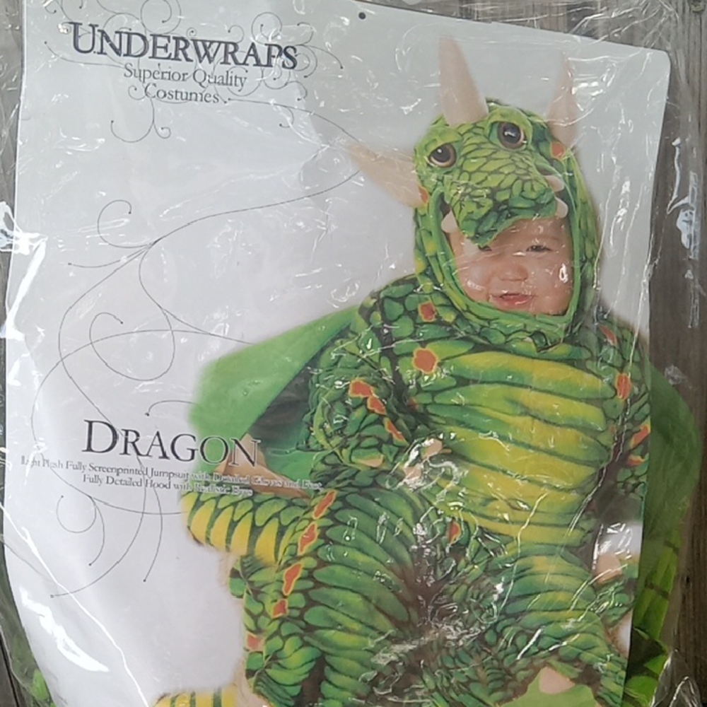 Kids Dragon Costume - Green and Yellow